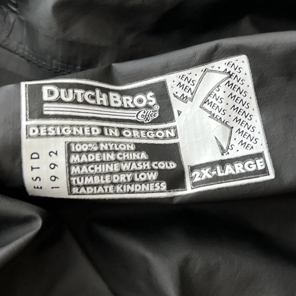 Dutch Bros Coffee Khaki Full Zip Up Rain Jacket MEDIUM + XXL Excellent Unisex - Picture 12 of 15